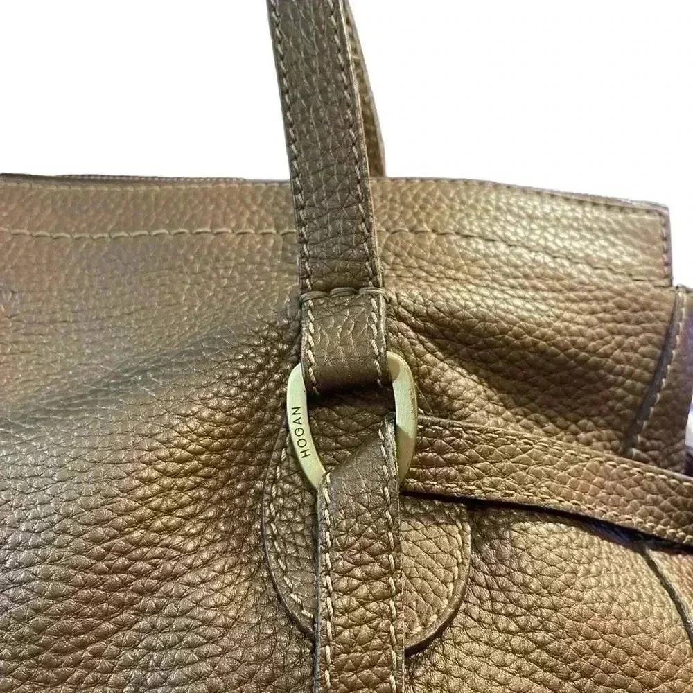 Hogan Bronze Pebbled Leather Tote